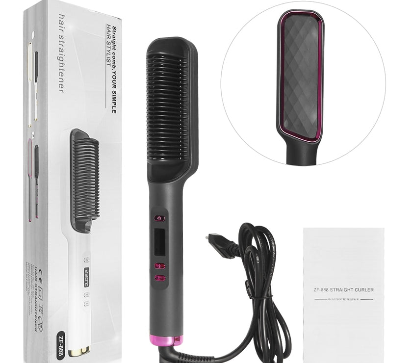 Stijltang Borstel Snelle Verwarming Kam Krultang Styler Elektrische Kam Stijltang Met Lcd-scherm Multifunctionele Kam