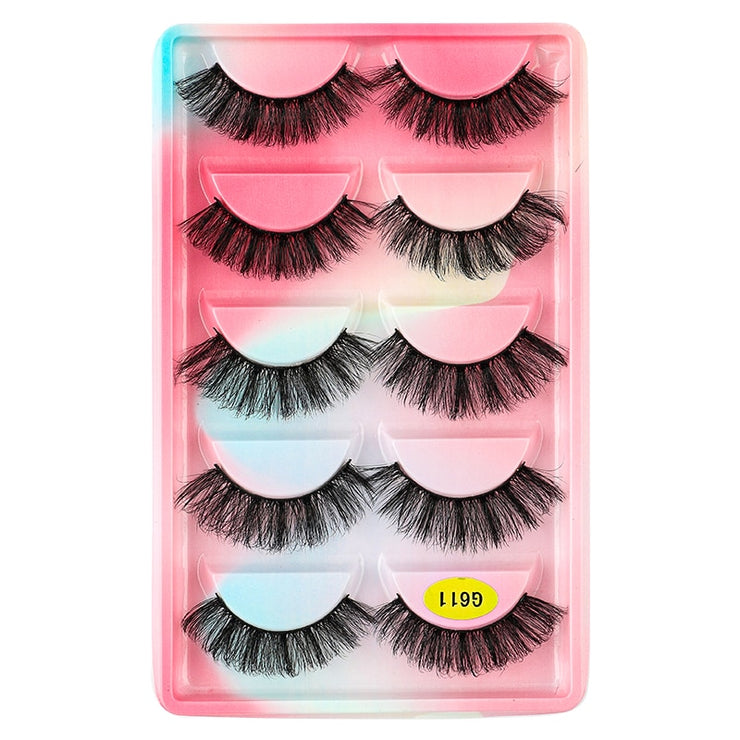 SHIDISHANGPIN 3/5/16 Pairs Natural Long False Eyelashes Dramatic Fluffy 3D Mink Lashes Wispy Wholesale Eye Lashes Thick Soft