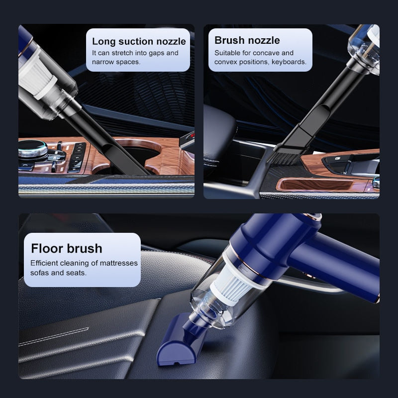 Deze handstofzuiger 2-in-1 autostofzuiger is een krachtige en handige schoonmaak oplossing. De krachtige luchtstofzuiger is perfect om stof en vuil direct en efficiënt uit het interieur van uw auto te verwijderen.
