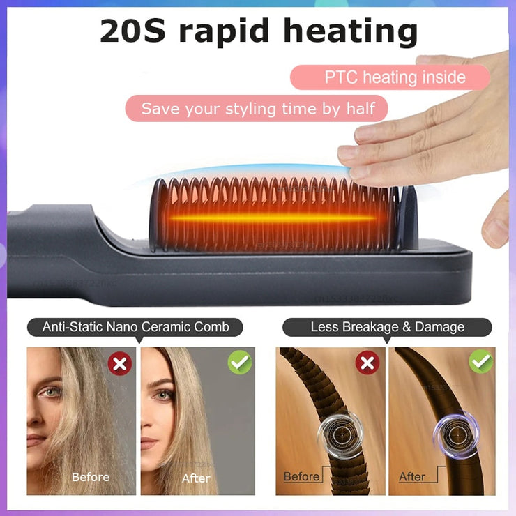 Stijltang Borstel Snelle Verwarming Kam Krultang Styler Elektrische Kam Stijltang Met Lcd-scherm Multifunctionele Kam