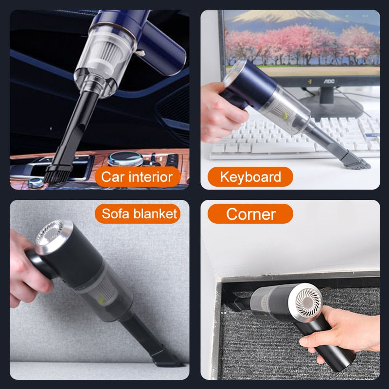 Deze handstofzuiger 2-in-1 autostofzuiger is een krachtige en handige schoonmaak oplossing. De krachtige luchtstofzuiger is perfect om stof en vuil direct en efficiënt uit het interieur van uw auto te verwijderen.